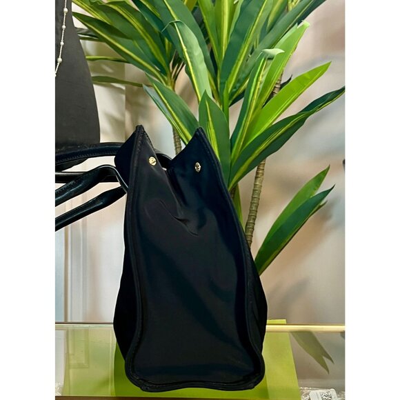 Tory Burch Black Nylon Tote Bag With Leather Handles & Studded Logo - Picture 2 of 10